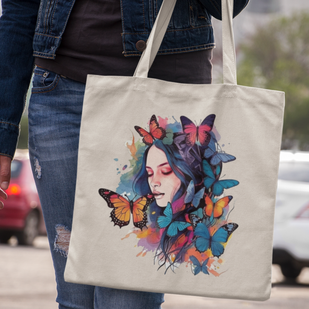 Bolso en lona algodón Mujer Mariposas